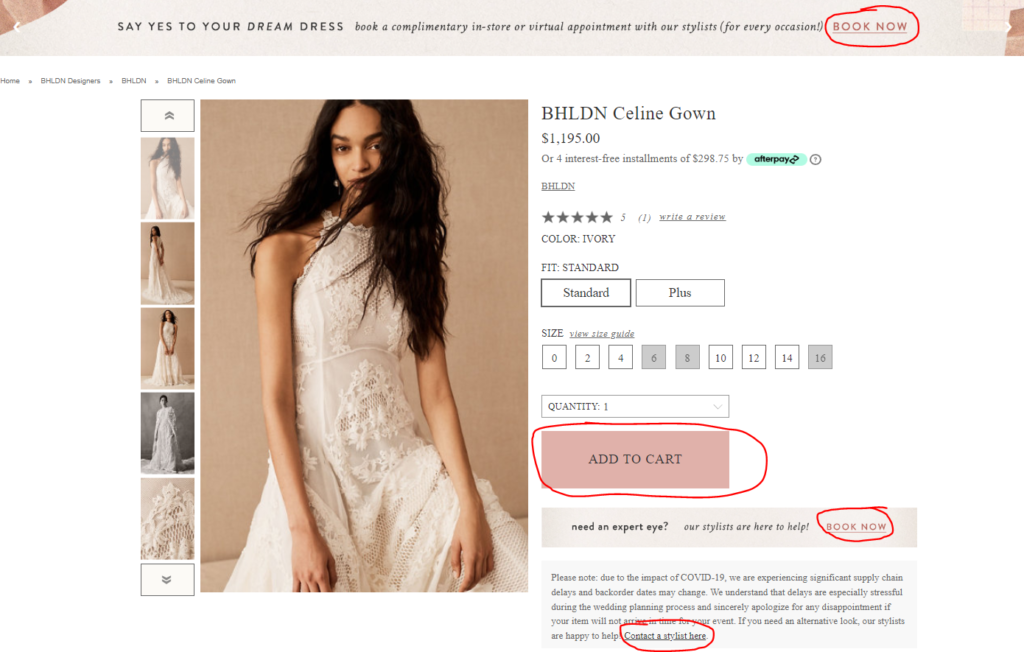 web page screenshot with event tagging opportunities highlighted, including calls-to-action and hyperlinks