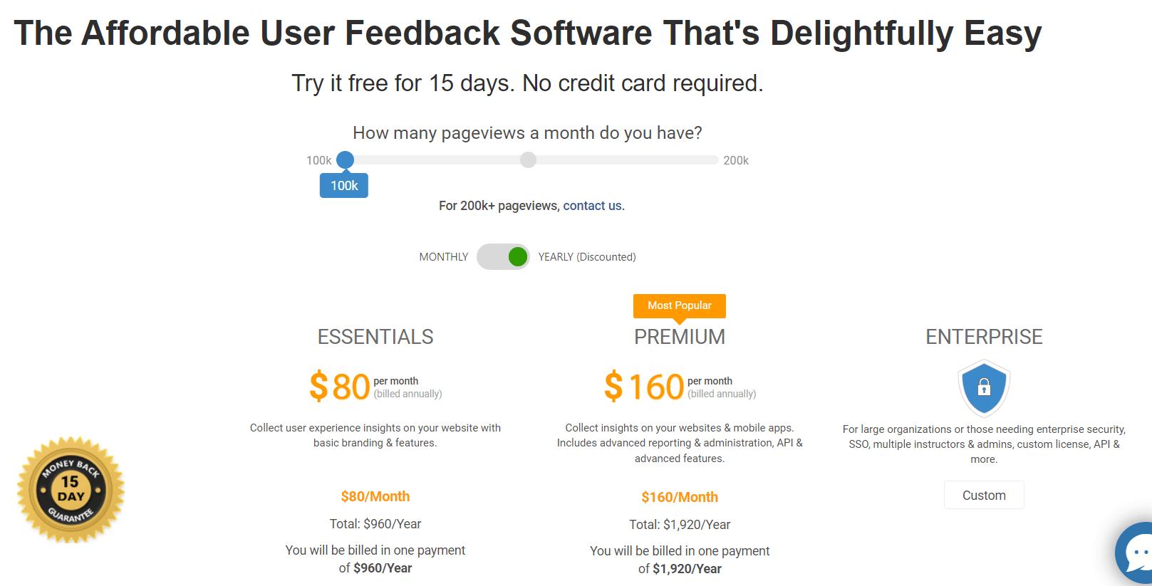 Qualaroo pricing page example