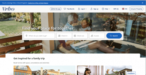 Vrbo homepage
