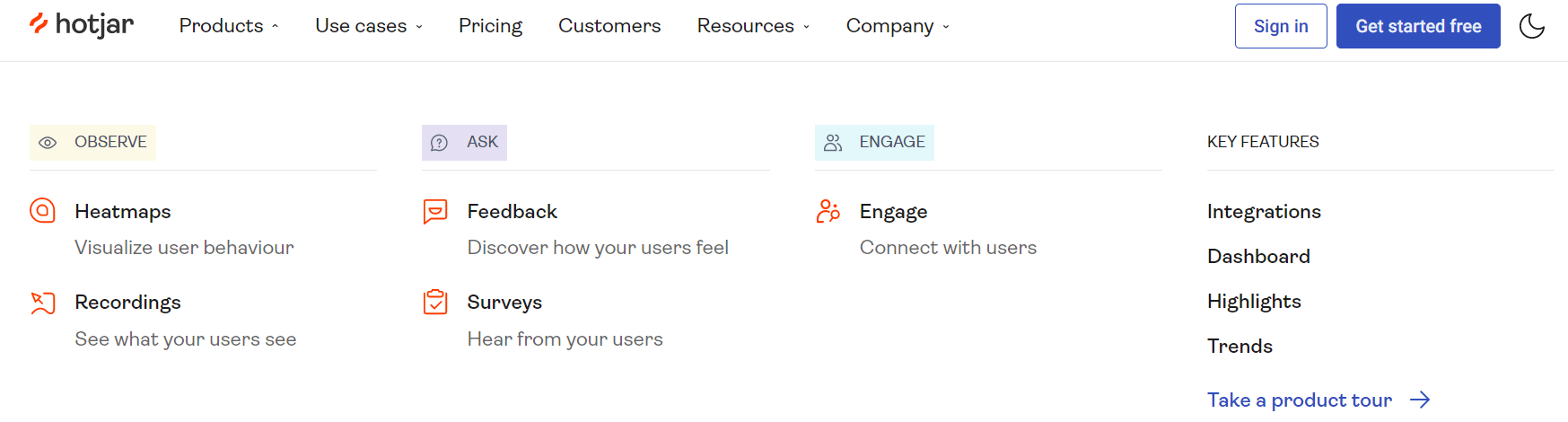 hotjar product page examples