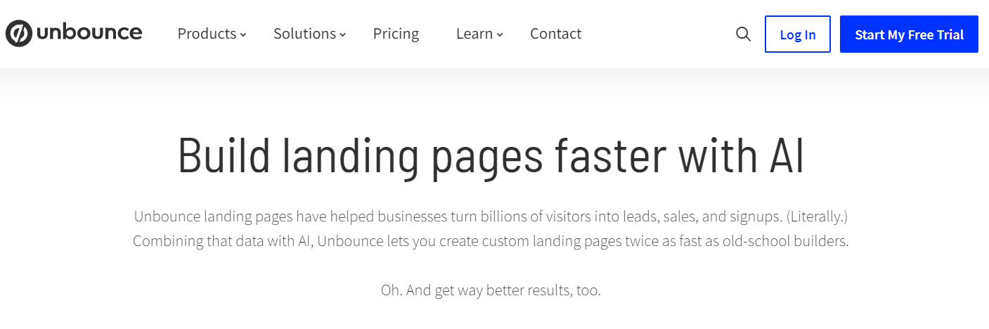 unbounce landing page example