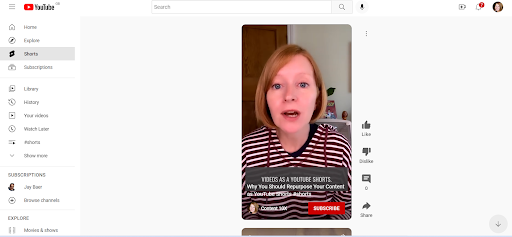 YouTube shorts