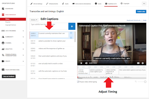 Youtube captions