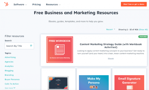 Hubspot resource list showing 406 resources 