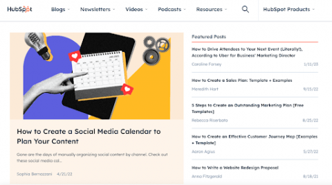 list of blog content