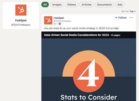 Hubspot's related LinkedIn post