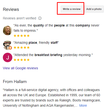 “Write a review”