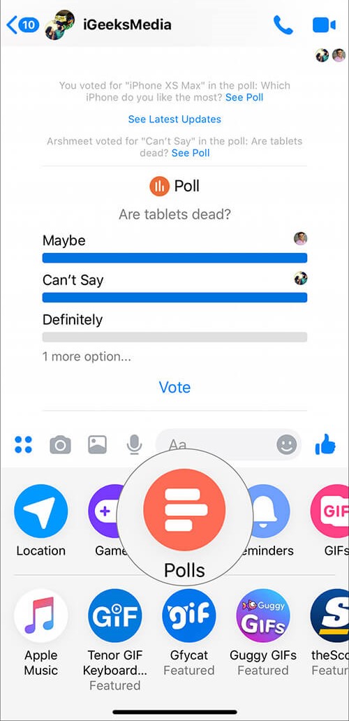 facebook messenger poll