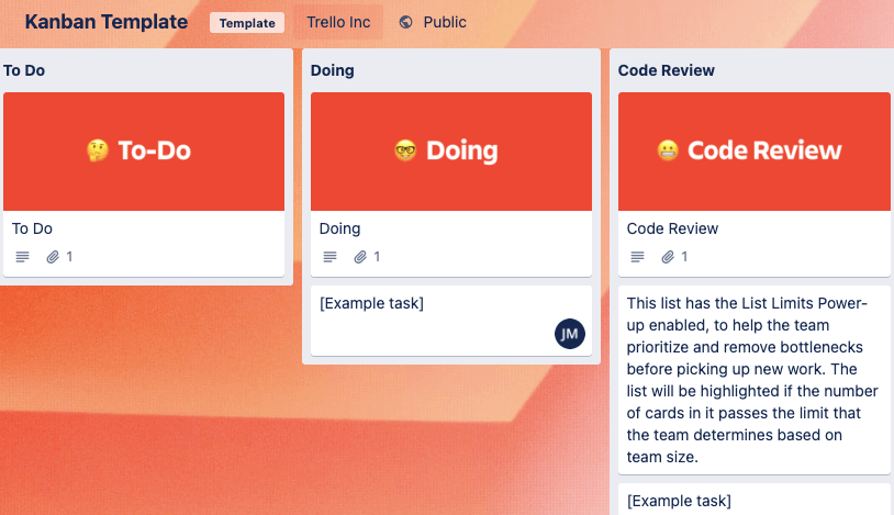 Kanban board for projects