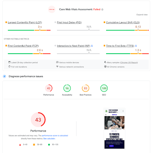 core web vitals assessment
