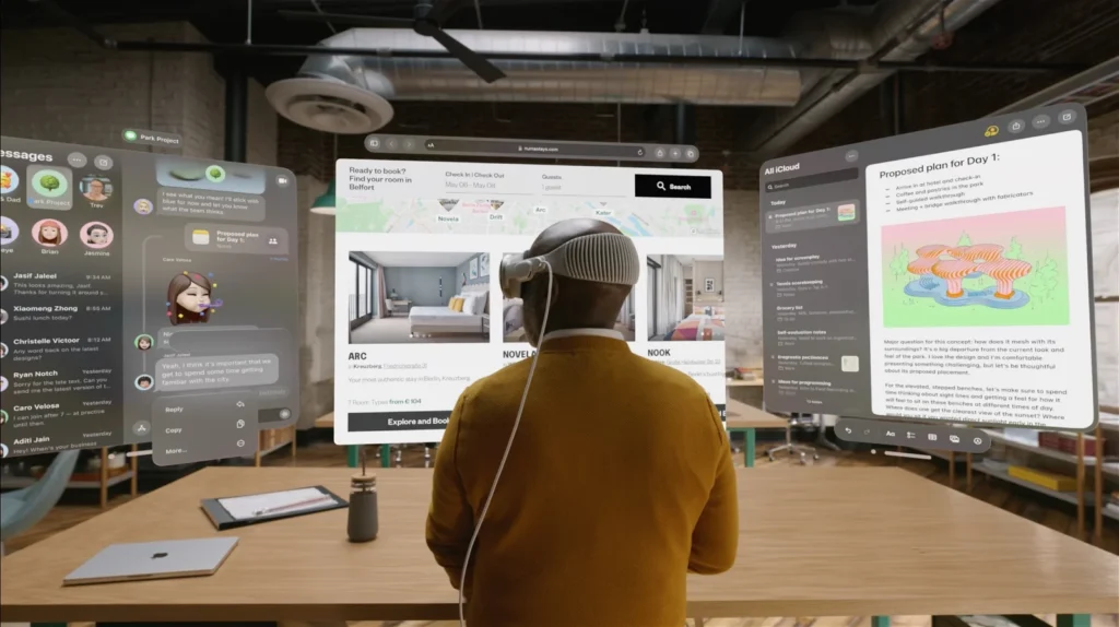 A man using AR to work