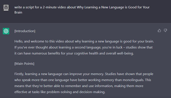 ChatGPT prompts to write scripts for YouTube