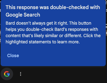 Disclaimer about the accuracy of Google Bard
