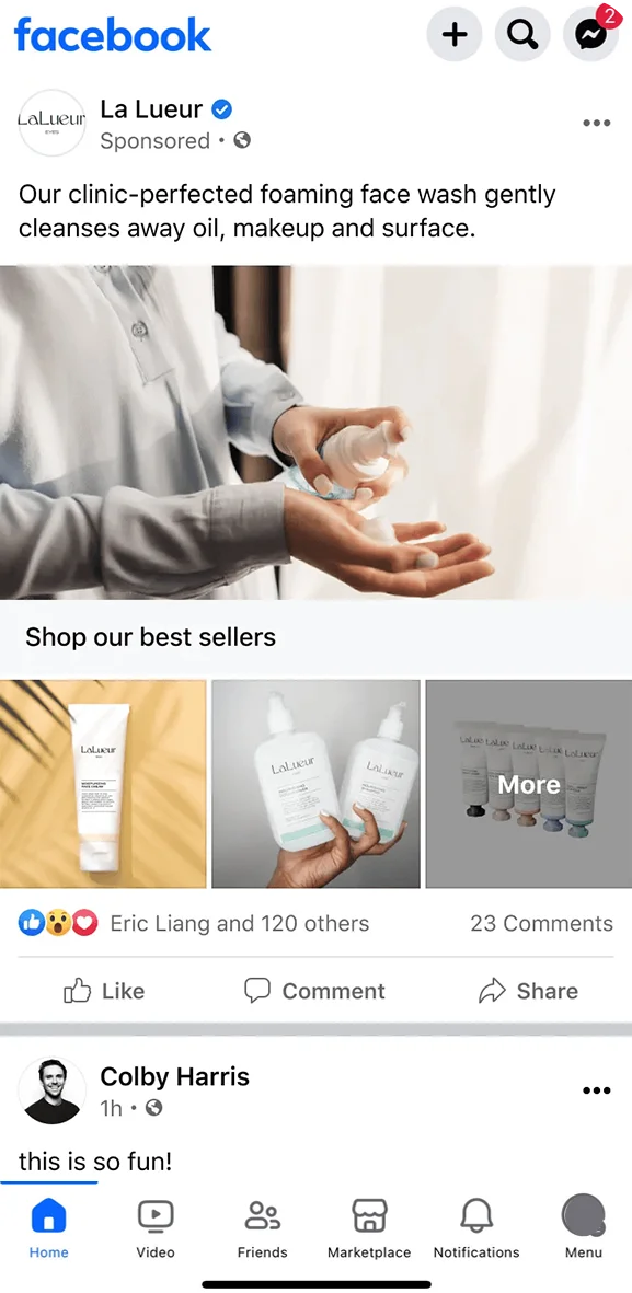 Collection facebook advertising.