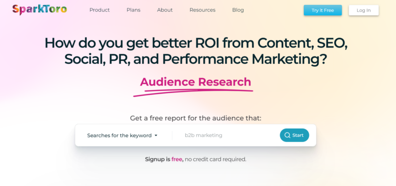 Sparktoro webpage