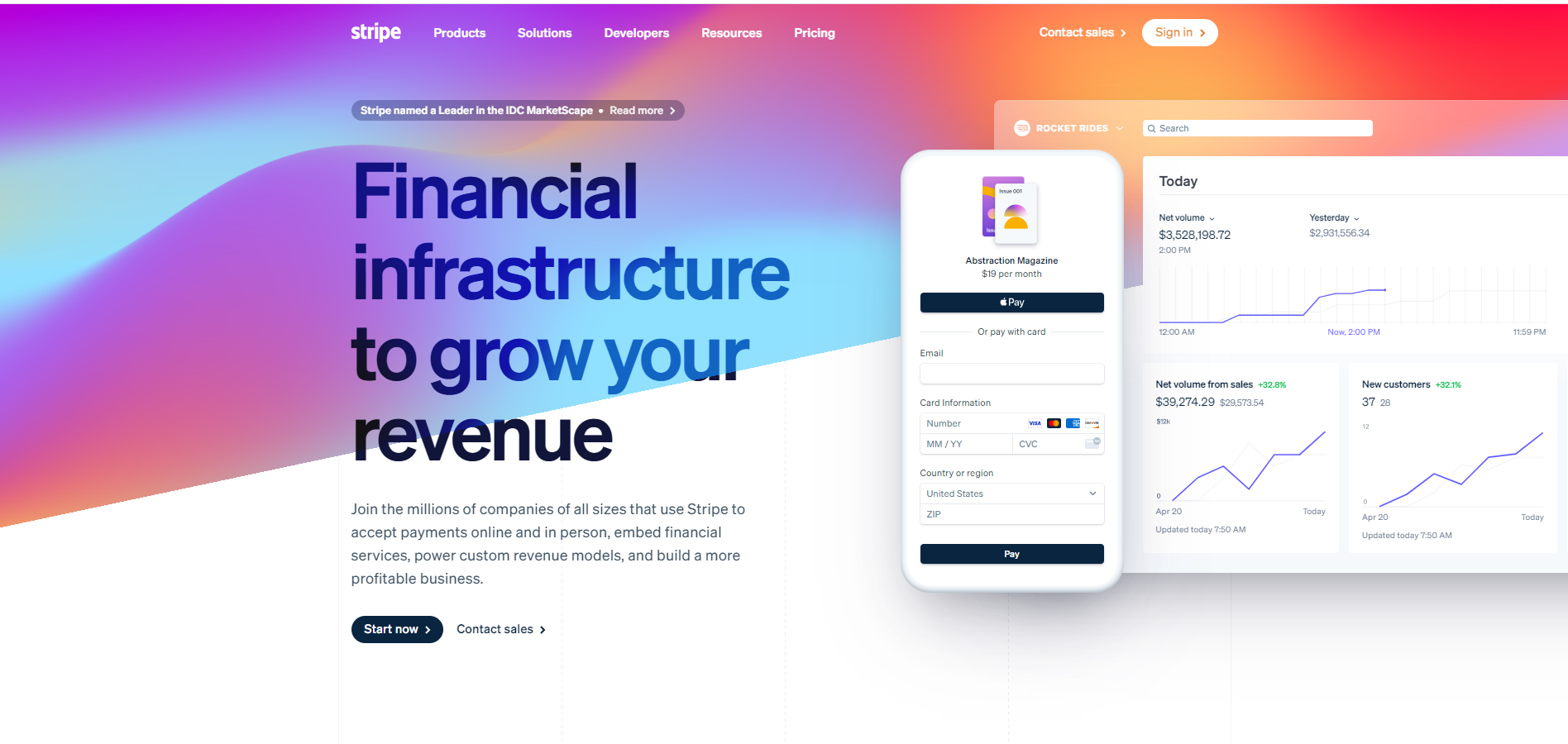 Stripe homepage example