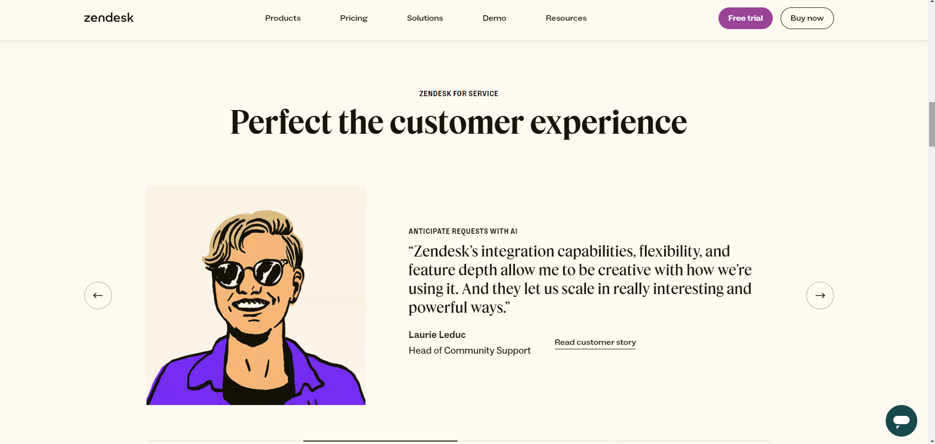 Zendesk homepage example