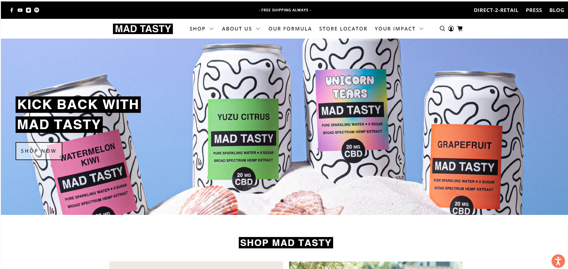 Mad Tasty homepage example