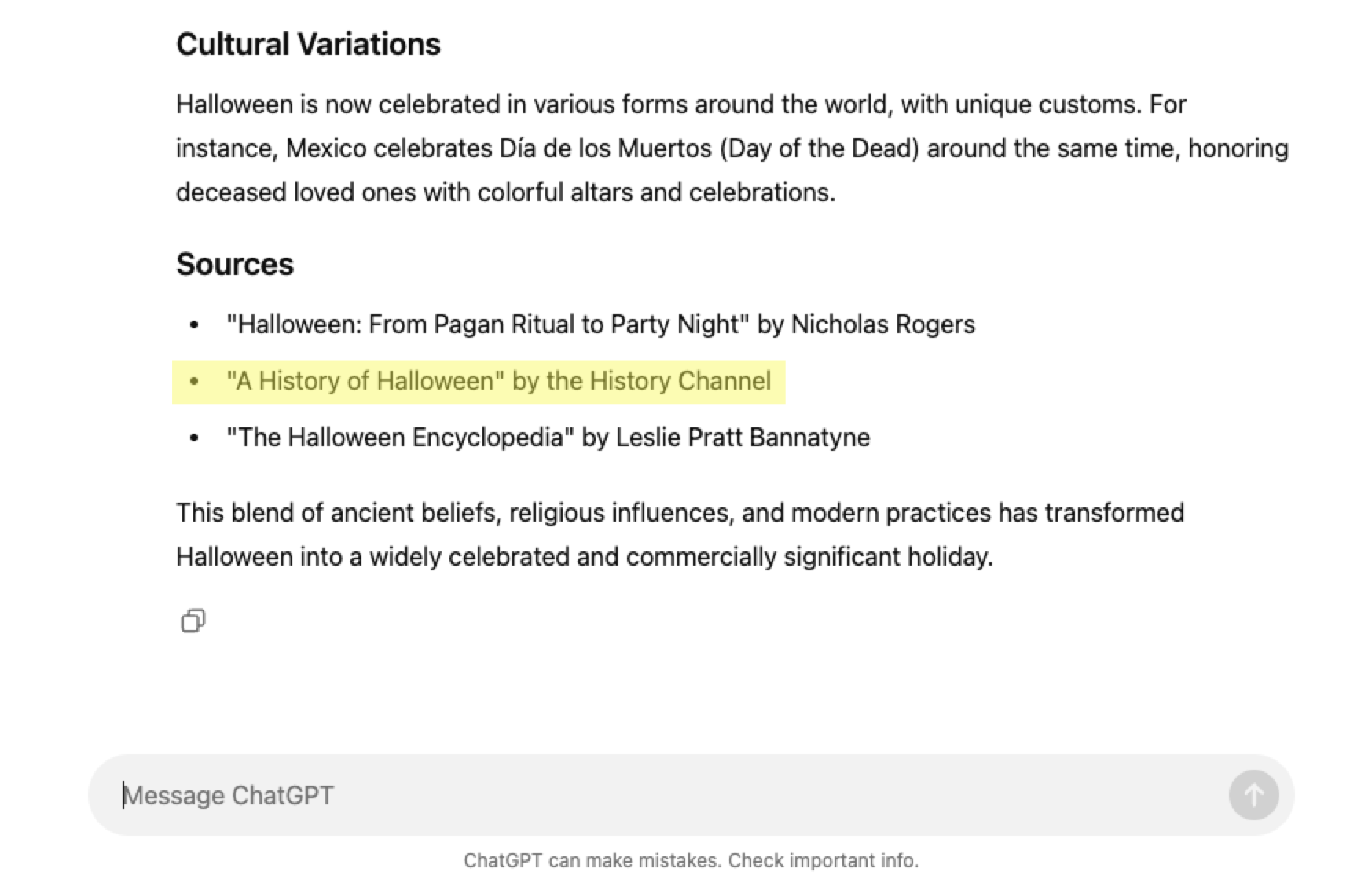 chatgpt source list for halloween query