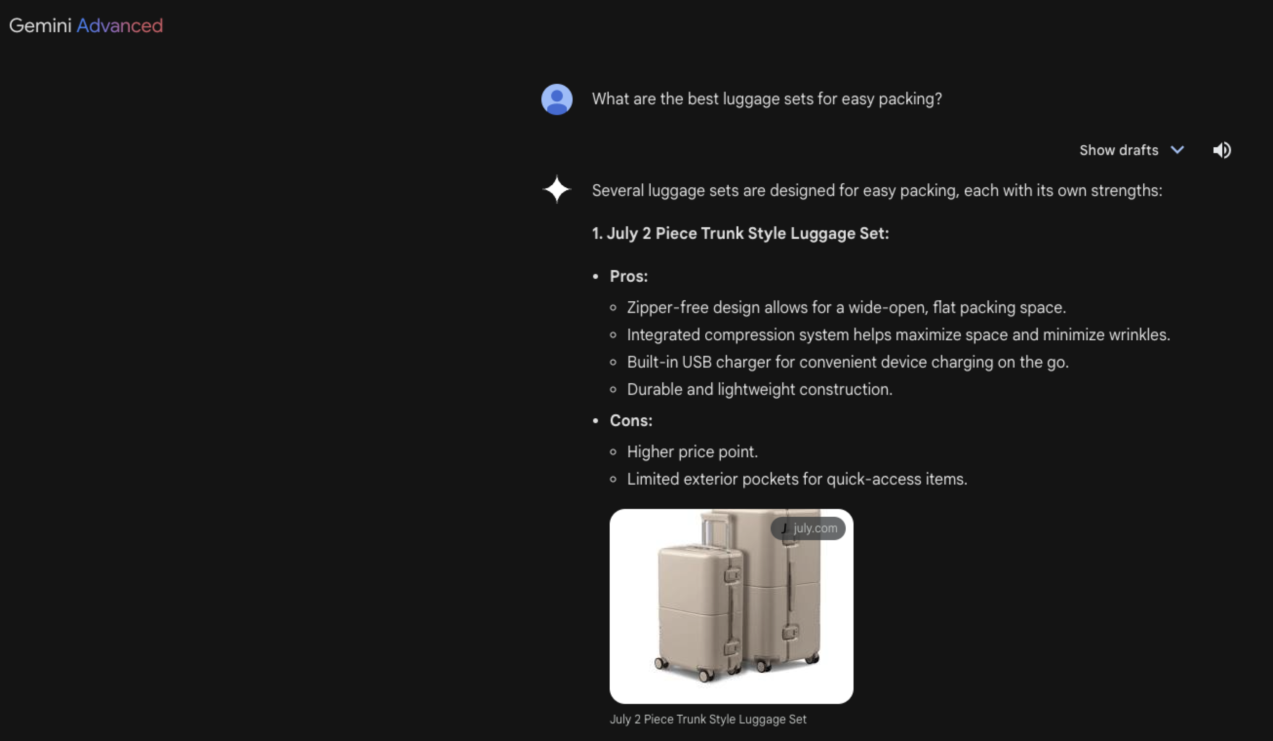 google gemini product recommendations