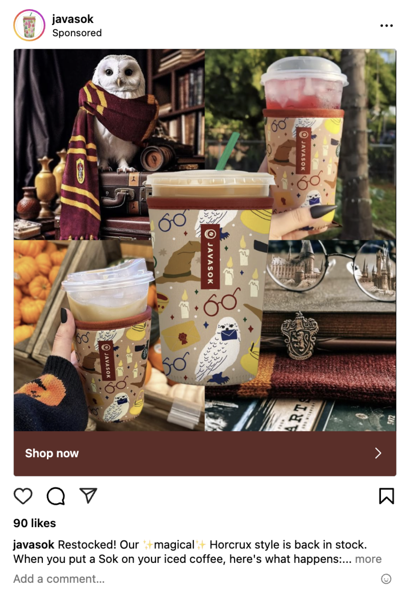 java sok harry potter collection instagram ad