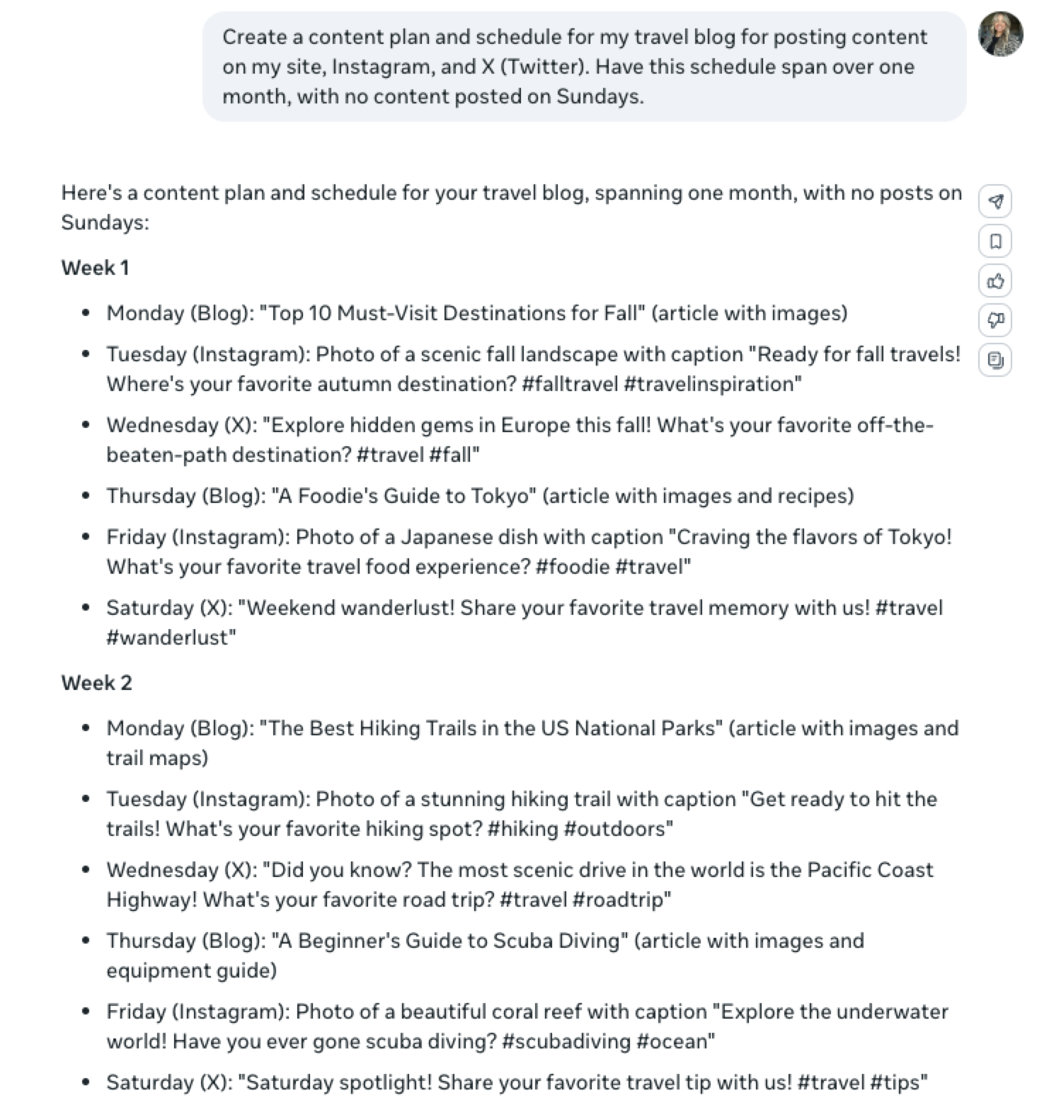 content schedule plan generated by meta ai