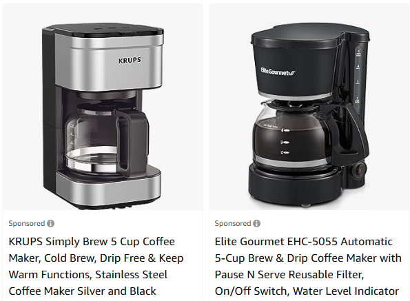 Amazon coffee maker ads