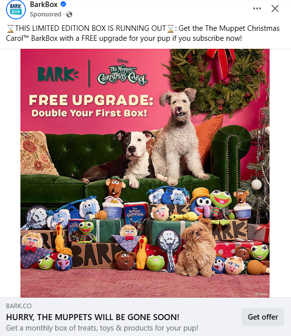 BarkBox Facebook ad