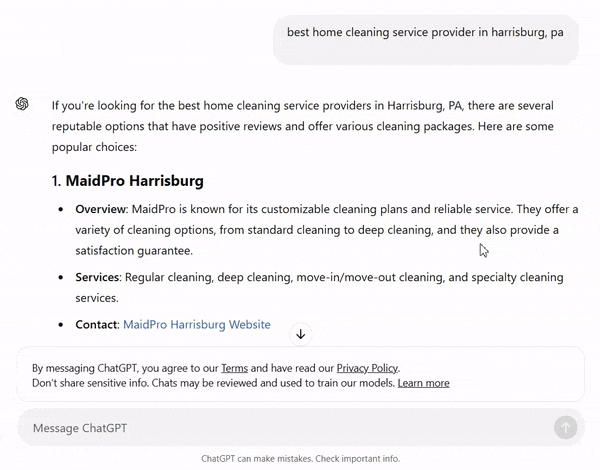 best cleaner results from chatgpt