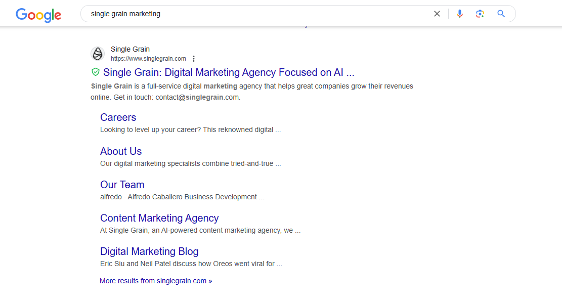 single grain marketing google
