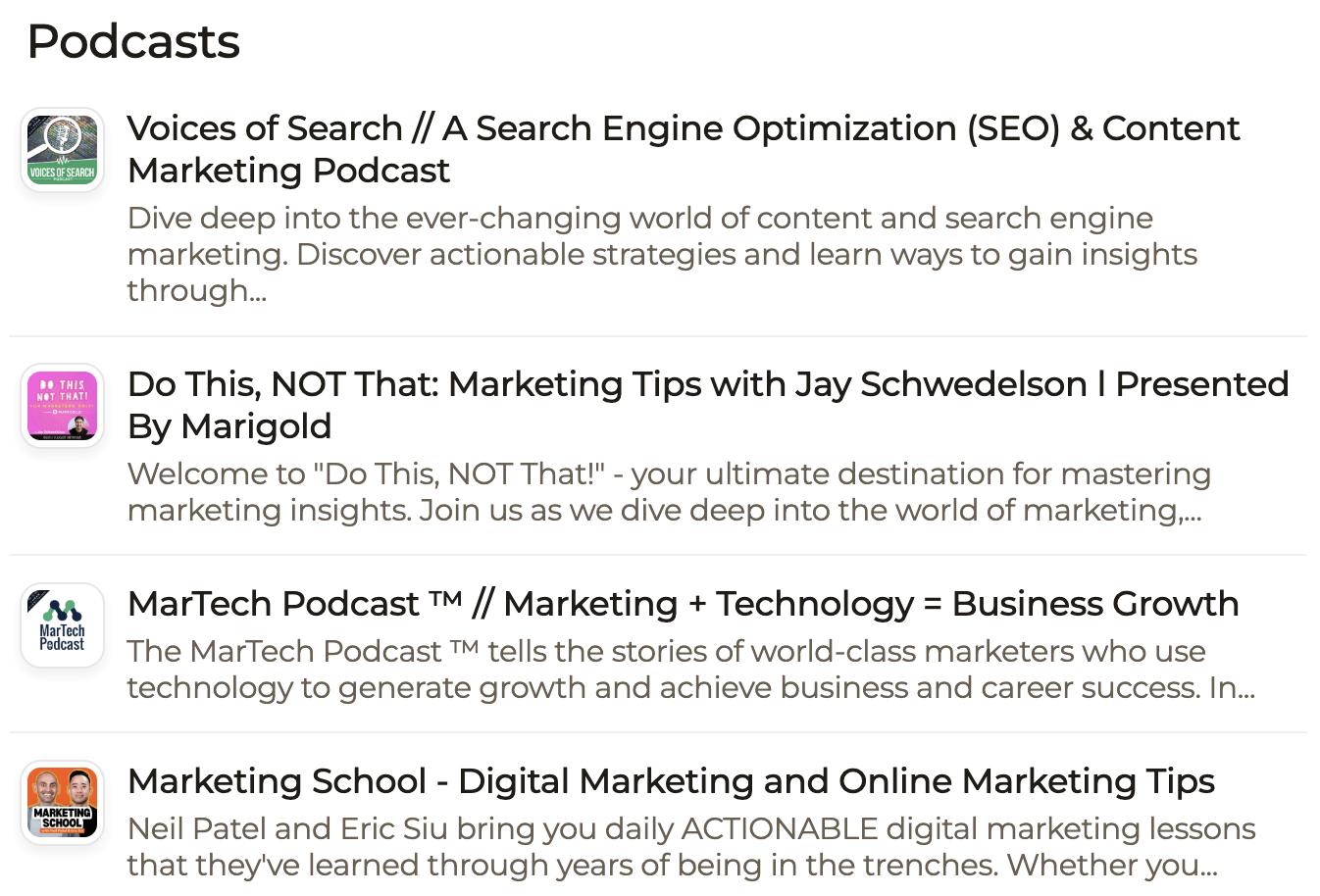 Screenshot from Sparktoro's Podcast listing